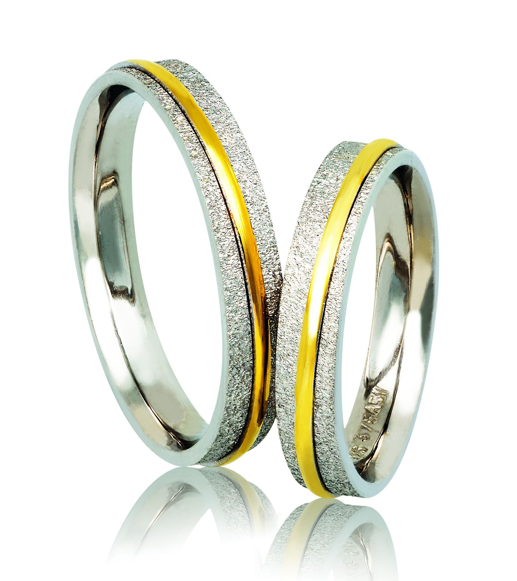 White gold & yellow gold wedding rings 4mm (code A242)